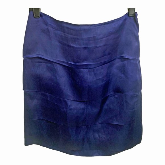 Ann Taylor LOFT  Purple Tiered Side Zip Lined A-Line Skirt - Picture 8 of 9